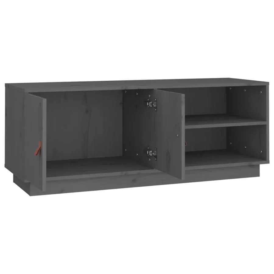 Meuble TV Gris 105x34x40 cm Bois de pin massif - 7