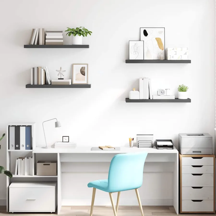 Étagère murale flottante 4 pcs Gris brillant 80x23,5x3,8 cm MDF - 3