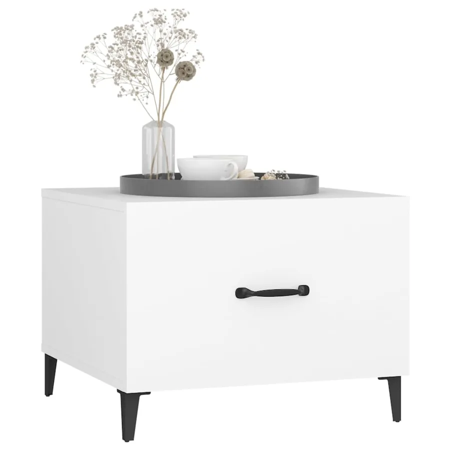 Tables basses avec pieds en métal 2 pcs Blanc 50x50x40 cm - 4