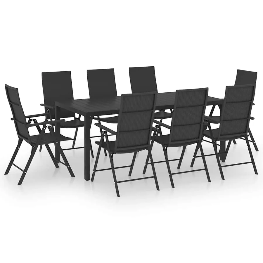 Ensemble à manger de jardin 9 pcs noir - 2