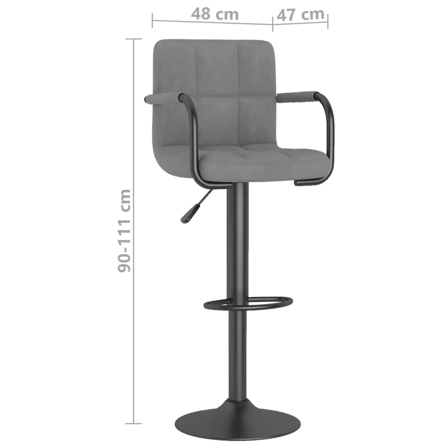 Tabourets de bar lot de 2 gris clair velours - 9