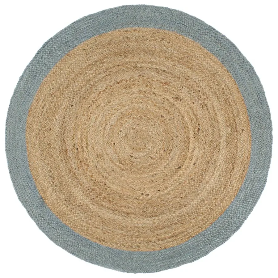 Tapis fait à la main Jute avec bord vert olive 210 cm