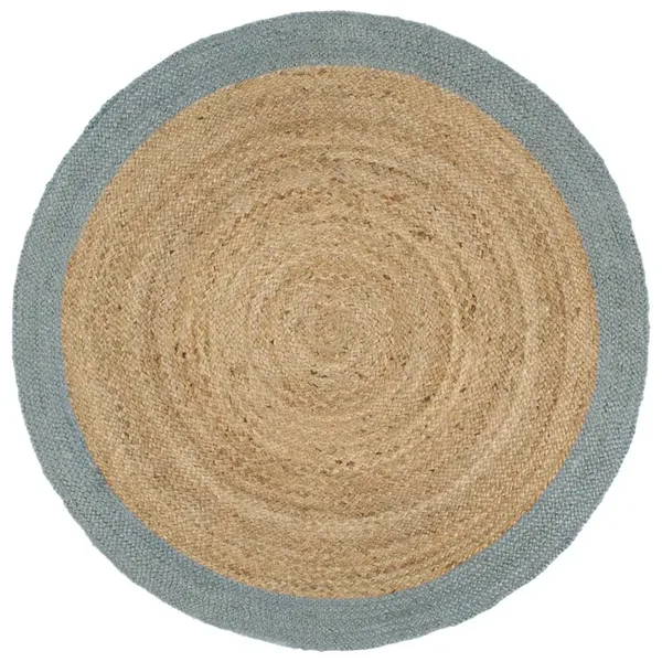 Tapis fait à la main Jute avec bord vert olive 210 cm