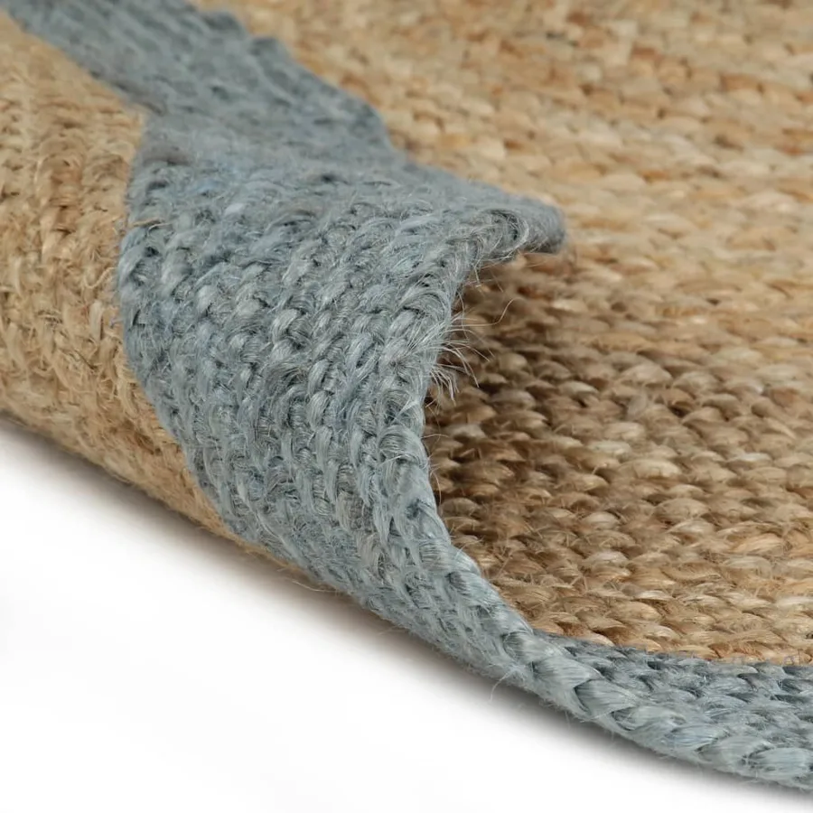 Tapis fait à la main Jute avec bord vert olive 210 cm - 2