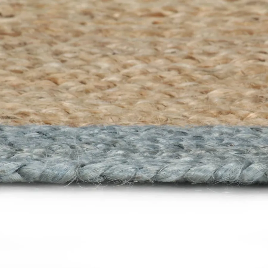 Tapis fait à la main Jute avec bord vert olive 210 cm - 4