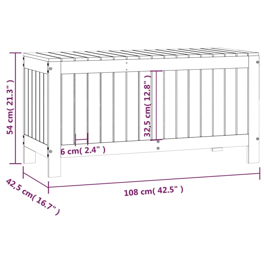 Boîte de rangement de jardin Gris 108x42,5x54 cm Bois de pin - 10