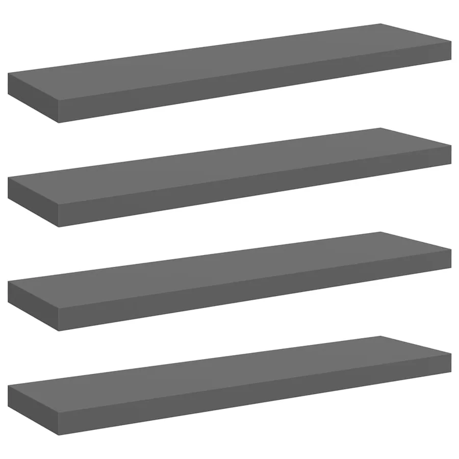 Étagère murale flottante 4 pcs Gris brillant 90x23,5x3,8 cm MDF - 2