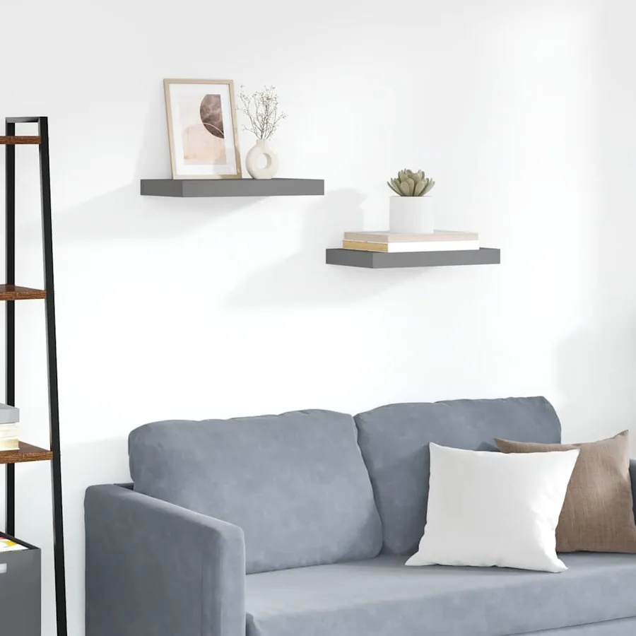 Étagère murale flottante 2 pcs Gris brillant 40x23,5x3,8 cm MDF