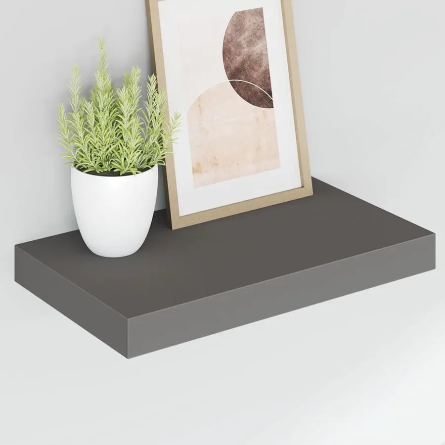Étagère murale flottante 2 pcs Gris brillant 40x23,5x3,8 cm MDF - 3