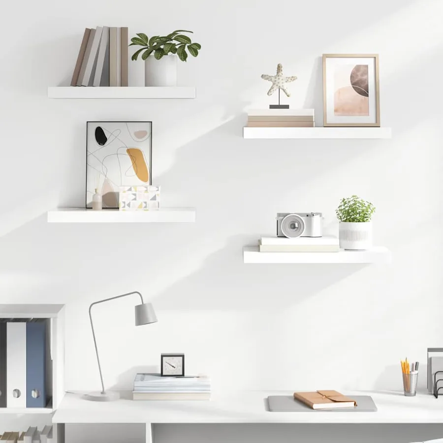 Étagère murale flottante 4 pcs Blanc brillant 50x23,5x3,8 cm MDF - 3