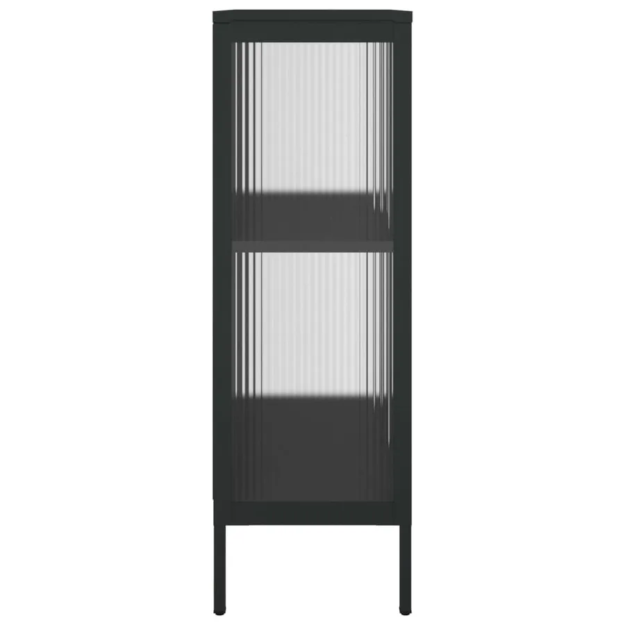 Buffet noir 75x35x105 cm verre et acier - 7