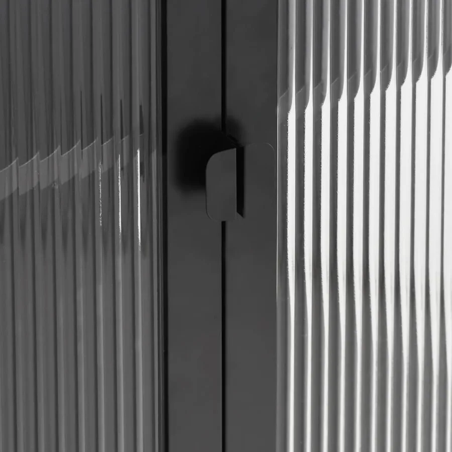 Buffet noir 75x35x105 cm verre et acier - 9