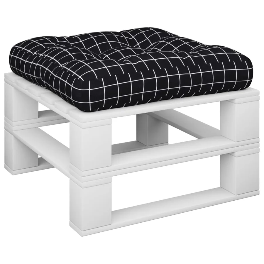 Coussin de palette motif à carreaux noir 60x60x12 cm tissu - 3