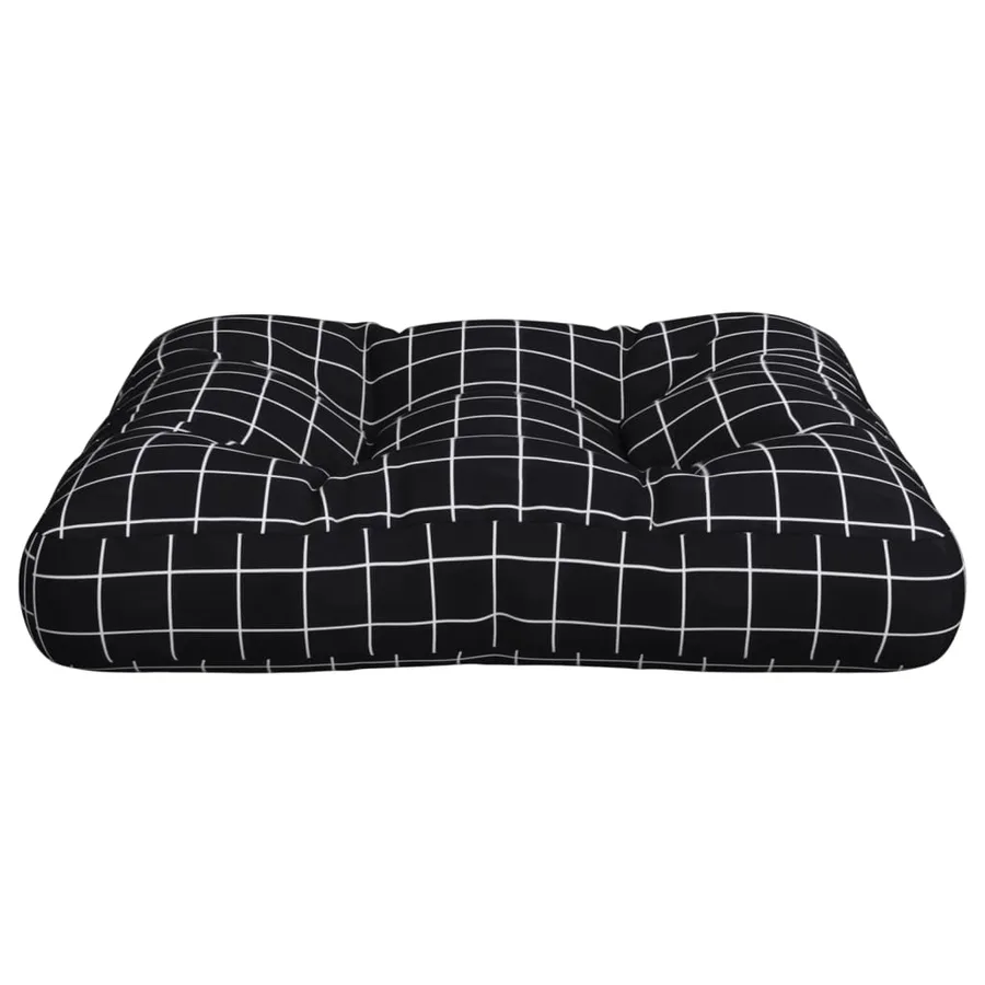 Coussin de palette motif à carreaux noir 60x60x12 cm tissu - 6