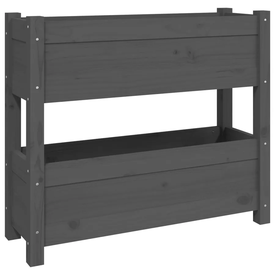 Jardinière Gris 77x25x66 cm Bois massif de pin - 2