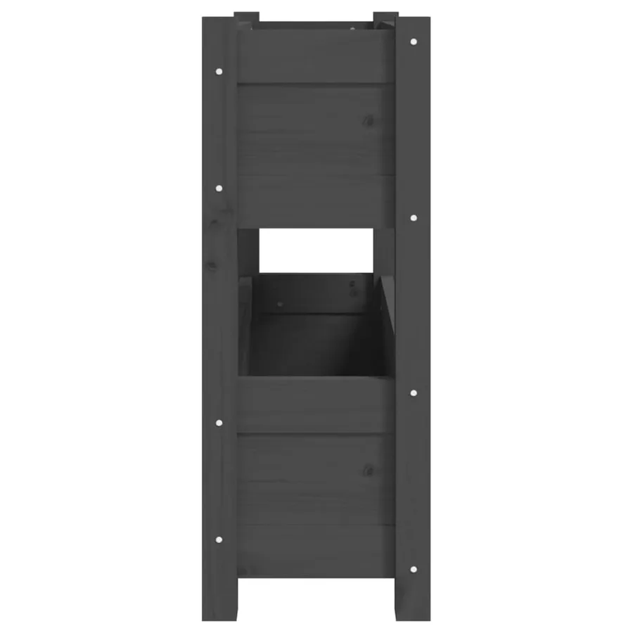 Jardinière Gris 77x25x66 cm Bois massif de pin - 6