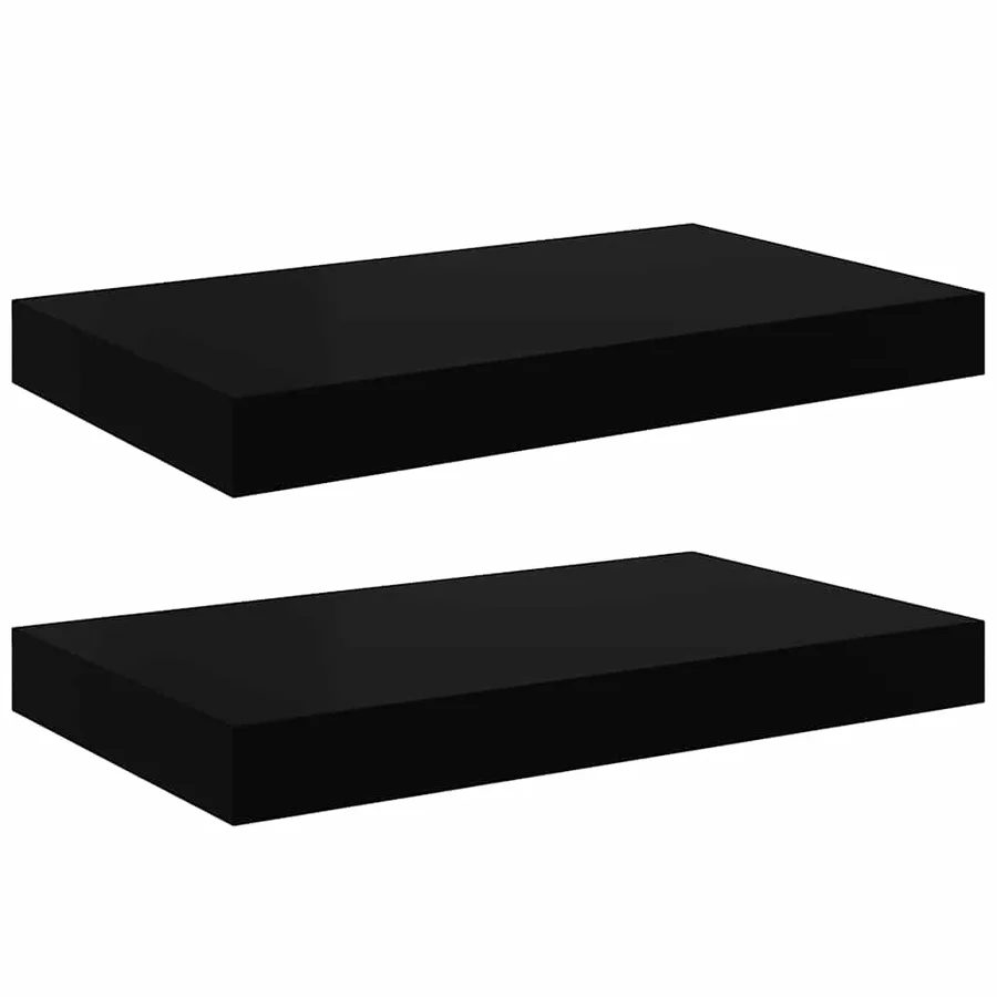 Étagère murale flottante 2 pcs Noir brillant 40x23,5x3,8 cm MDF - 2