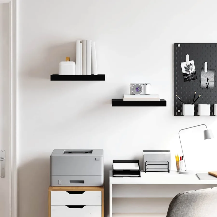 Étagère murale flottante 2 pcs Noir brillant 40x23,5x3,8 cm MDF - 3