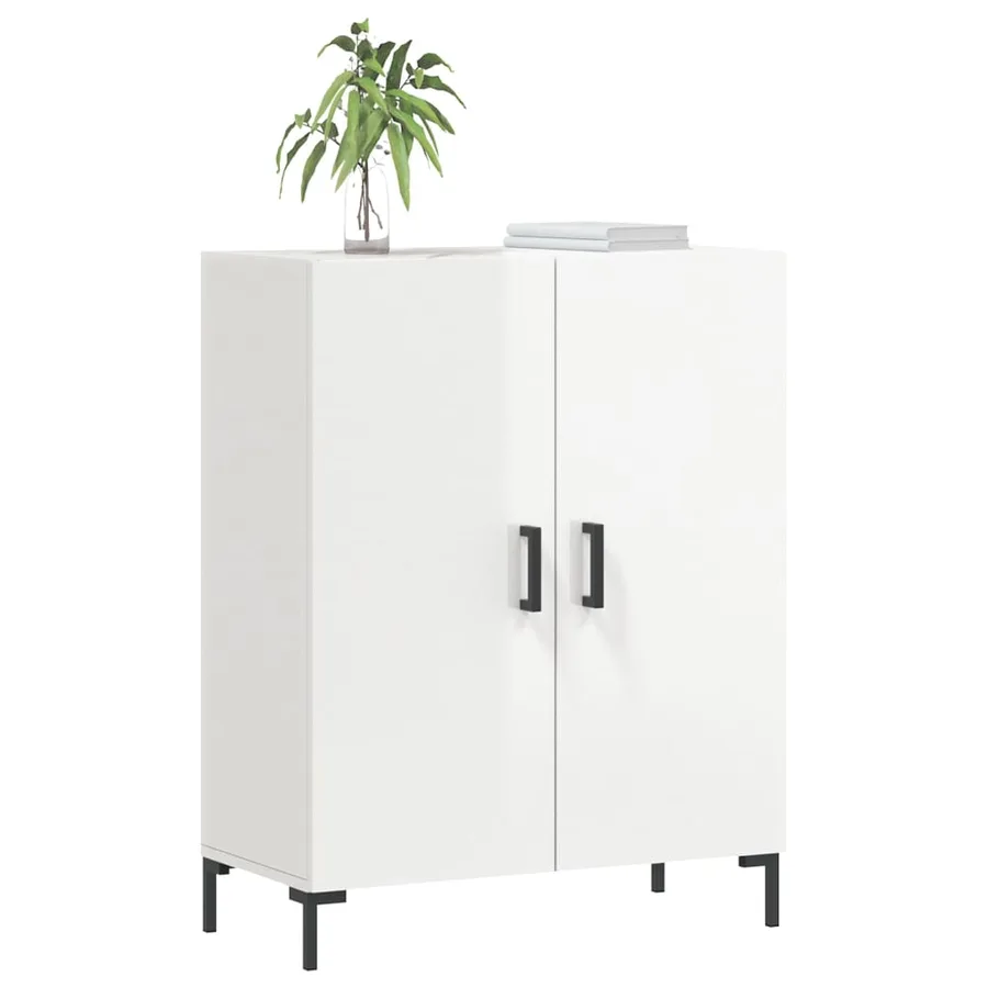 Buffet Blanc brillant 69,5x34x90 cm Bois d'ingénierie - 3