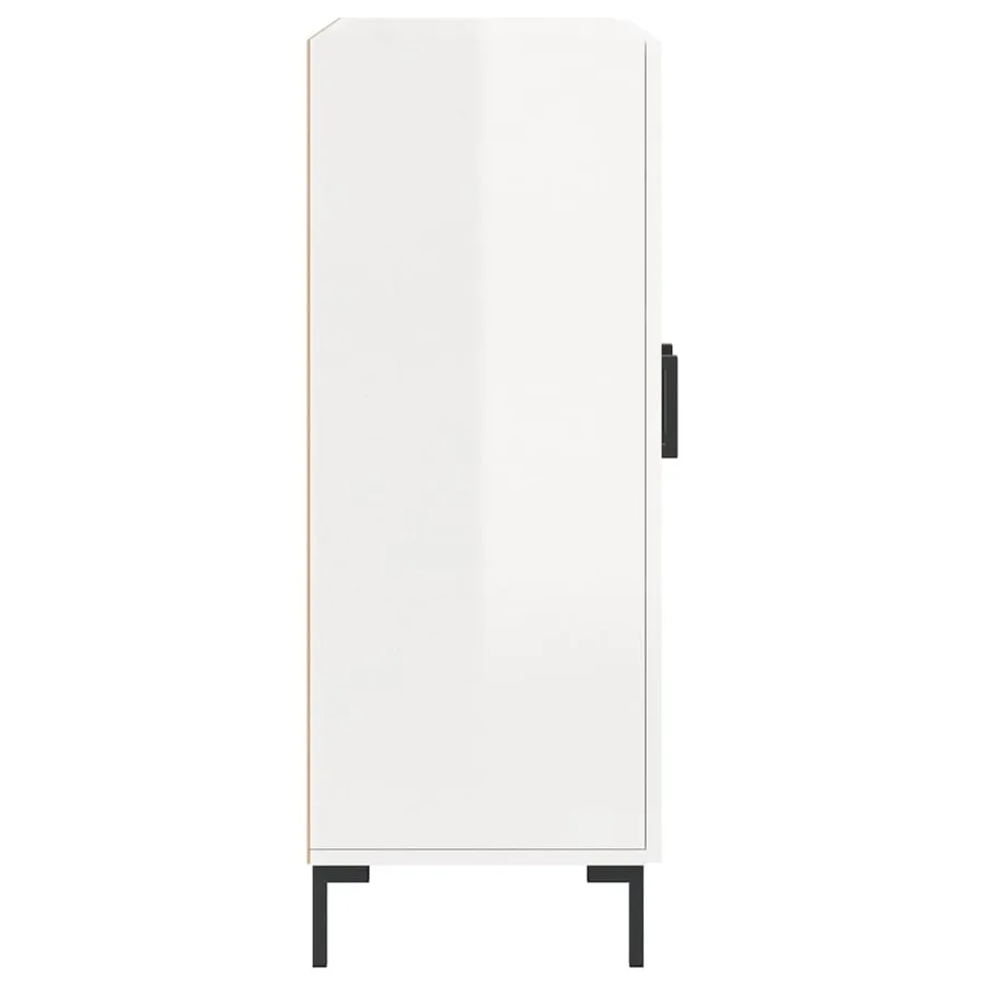 Buffet Blanc brillant 69,5x34x90 cm Bois d'ingénierie - 7