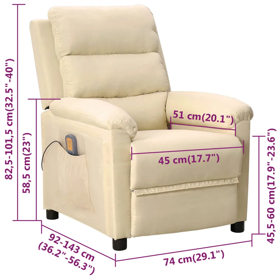 Fauteuil de massage Crème Tissu - 11