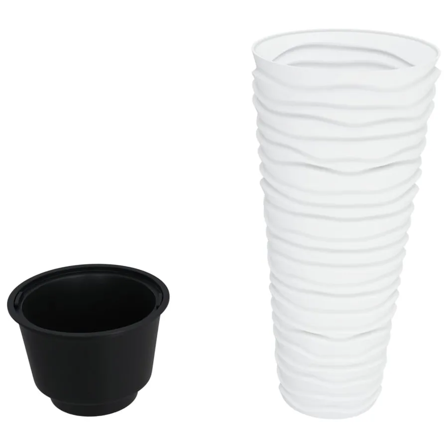 Jardinière et intérieur amovible blanc 18/45L PP aspect rainuré - 3