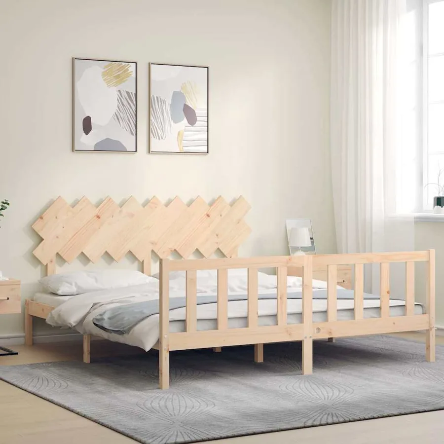 Cadre de lit sans matelas bois massif de pin - 4