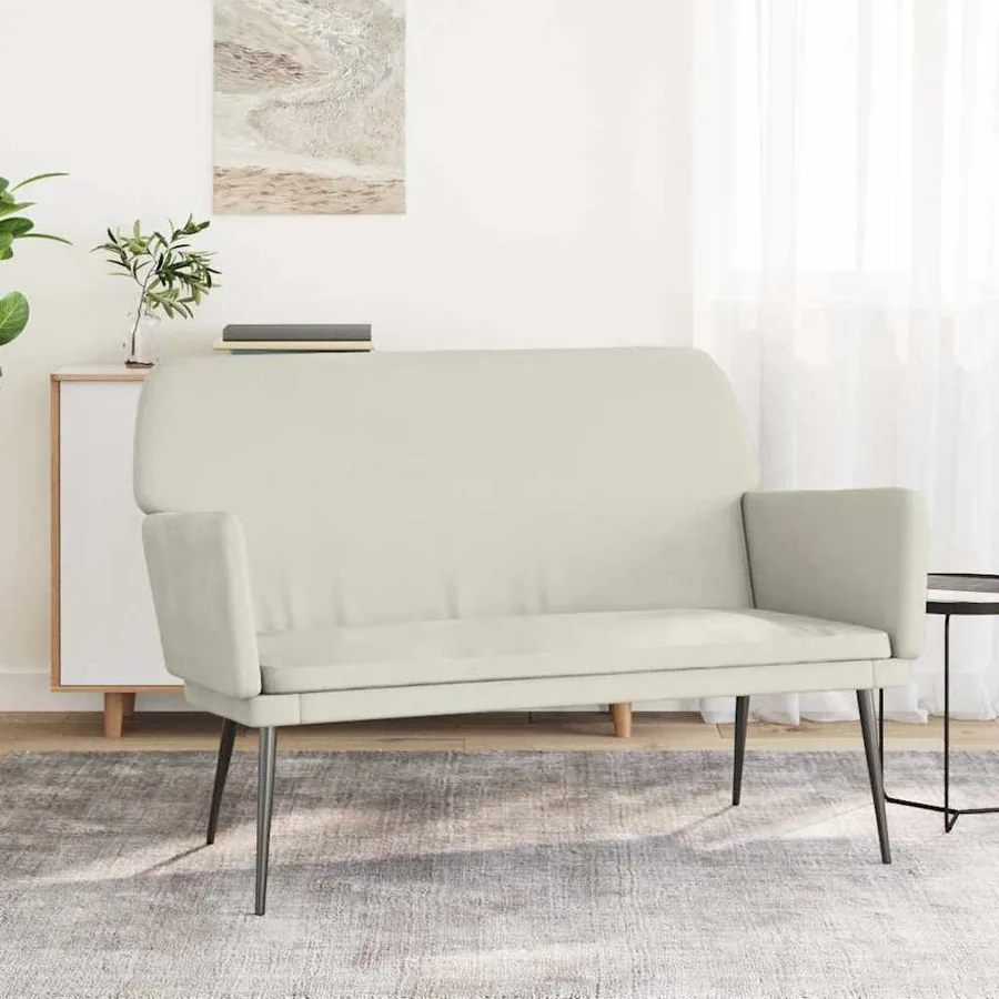 Banc Crème 108x79x79 cm Velours
