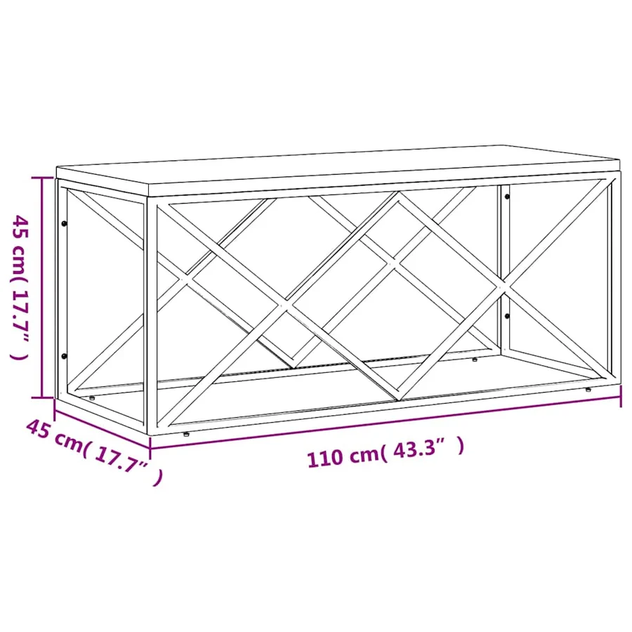 Table basse acier inoxydable et bois massif de récupération - 6