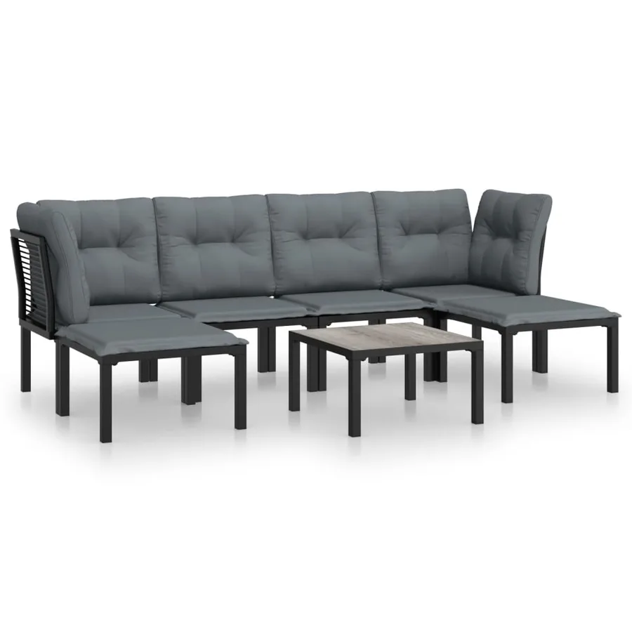 Salon de jardin 7 pcs noir et gris résine tressée - 2