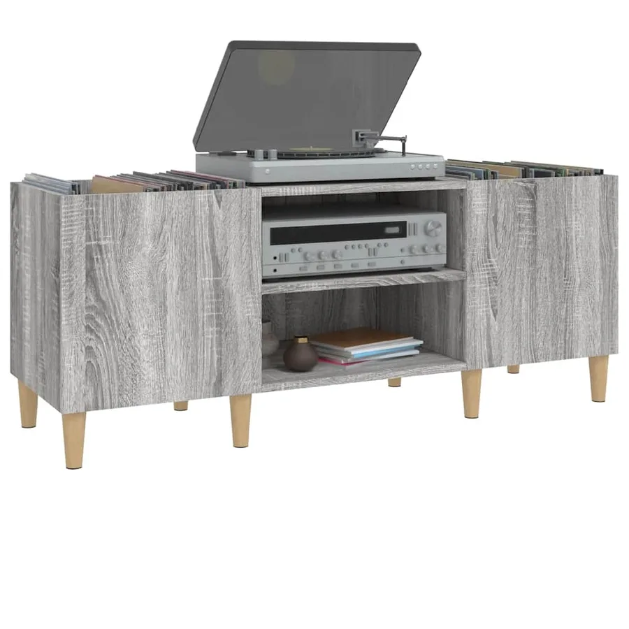 Armoire à disques sonoma gris 121x38x48 cm bois d'ingénierie - 4