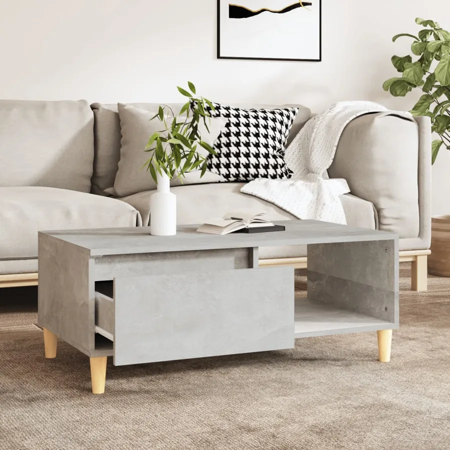 Table basse Gris béton 90x50x36,5 cm Bois d'ingénierie - 3