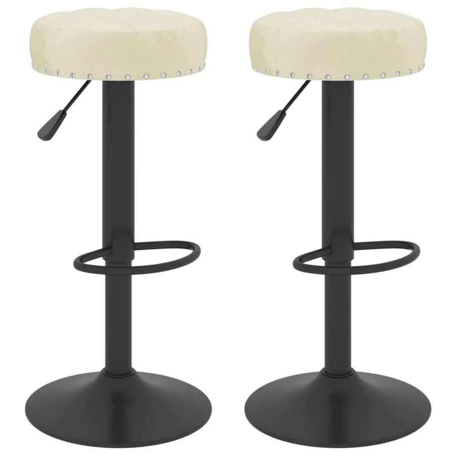 Tabourets de bar lot de 2 crème velours - 2