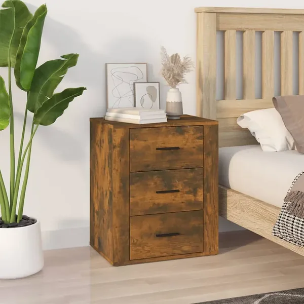 Table de chevet Chêne fumé 50x36x60 cm Bois d'ingénierie
