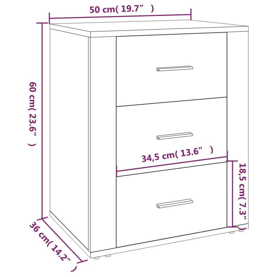 Table de chevet Chêne fumé 50x36x60 cm Bois d'ingénierie - 10