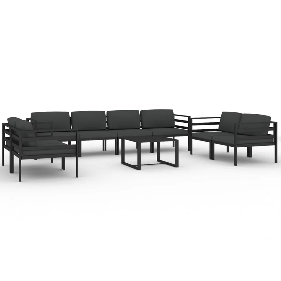 Salon de jardin 9 pcs avec coussins Aluminium Anthracite - 2