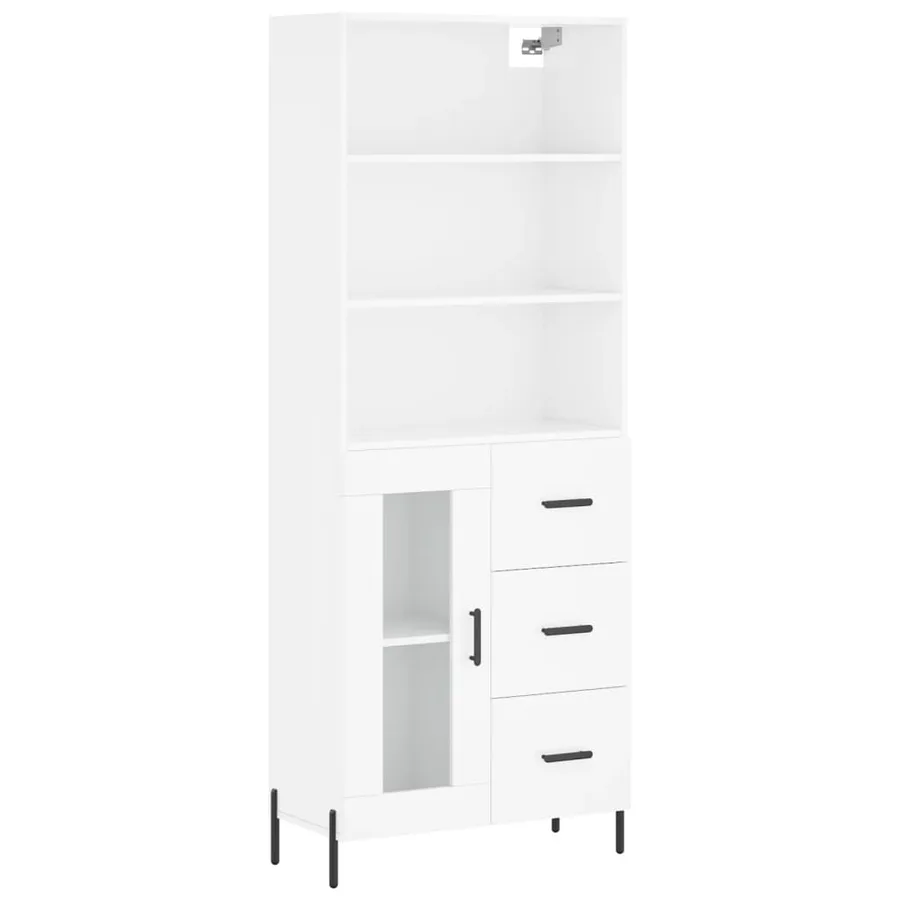 Buffet haut Blanc brillant 69,5x34x180 cm Bois d'ingénierie - 2