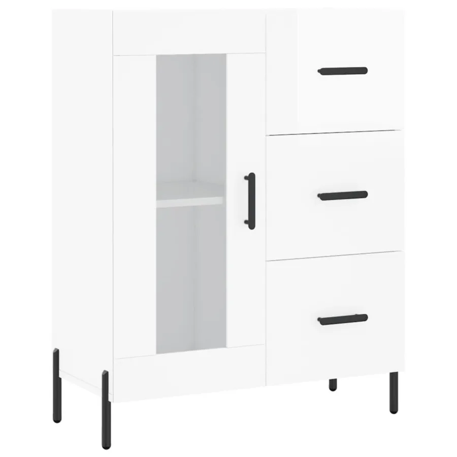 Buffet haut Blanc brillant 69,5x34x180 cm Bois d'ingénierie - 7