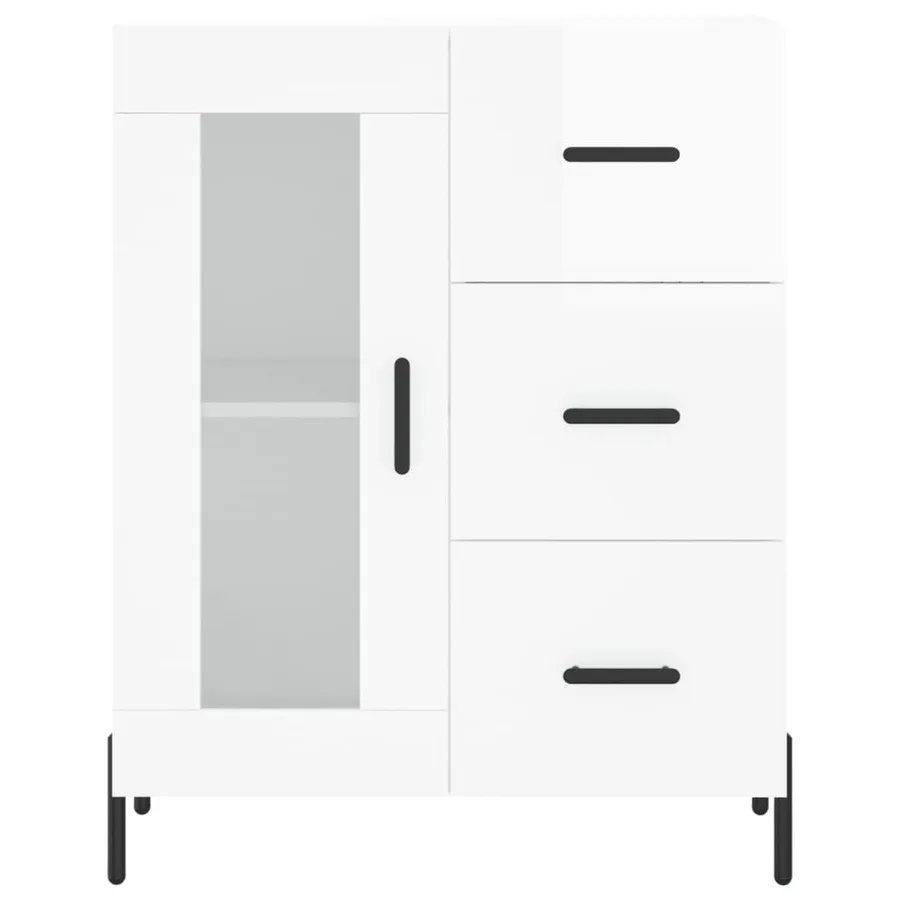Buffet haut Blanc brillant 69,5x34x180 cm Bois d'ingénierie - 8
