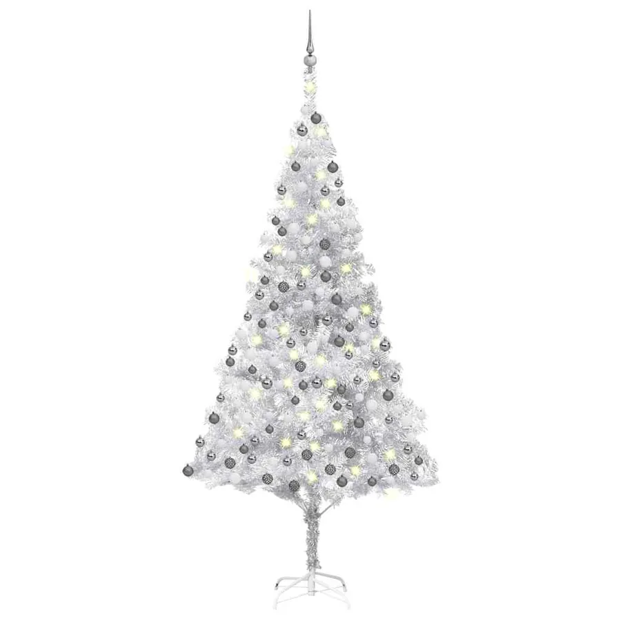 Arbre de Noël artificiel pré-éclairé/boules argenté 240 cm PET