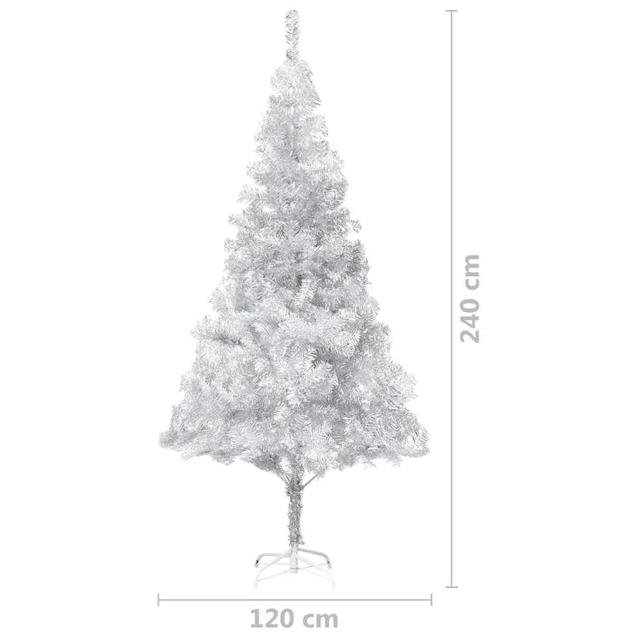 Arbre de Noël artificiel pré-éclairé/boules argenté 240 cm PET - 13