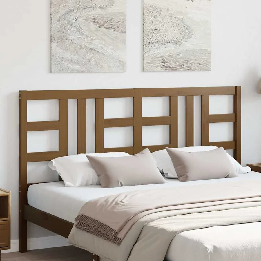 Tête de lit Marron miel 146x4x100 cm Bois massif de pin - 3