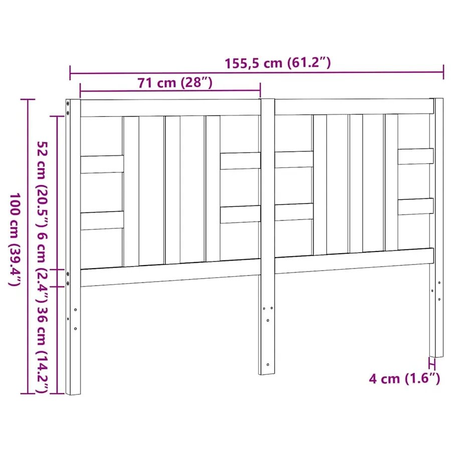 Tête de lit Marron miel 146x4x100 cm Bois massif de pin - 9