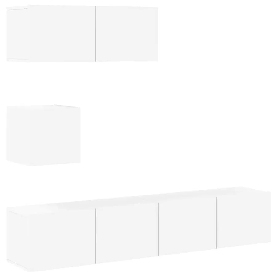 Ensemble de meubles TV 4 pcs Blanc Bois d'ingénierie - 2