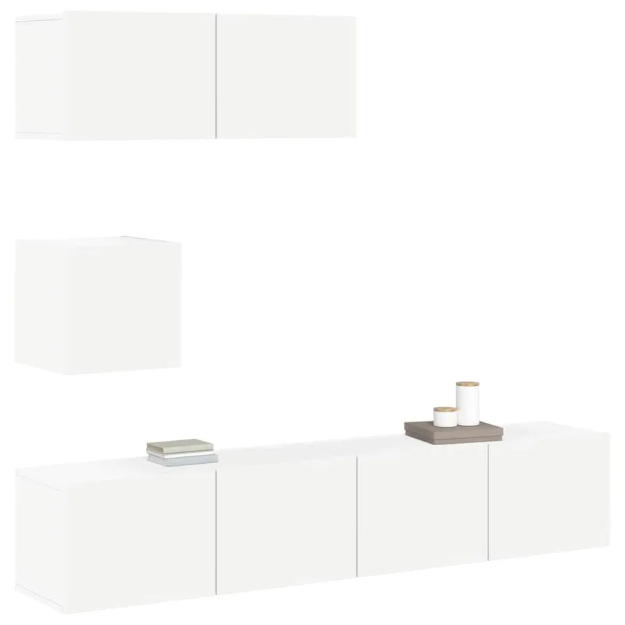 Ensemble de meubles TV 4 pcs Blanc Bois d'ingénierie - 4