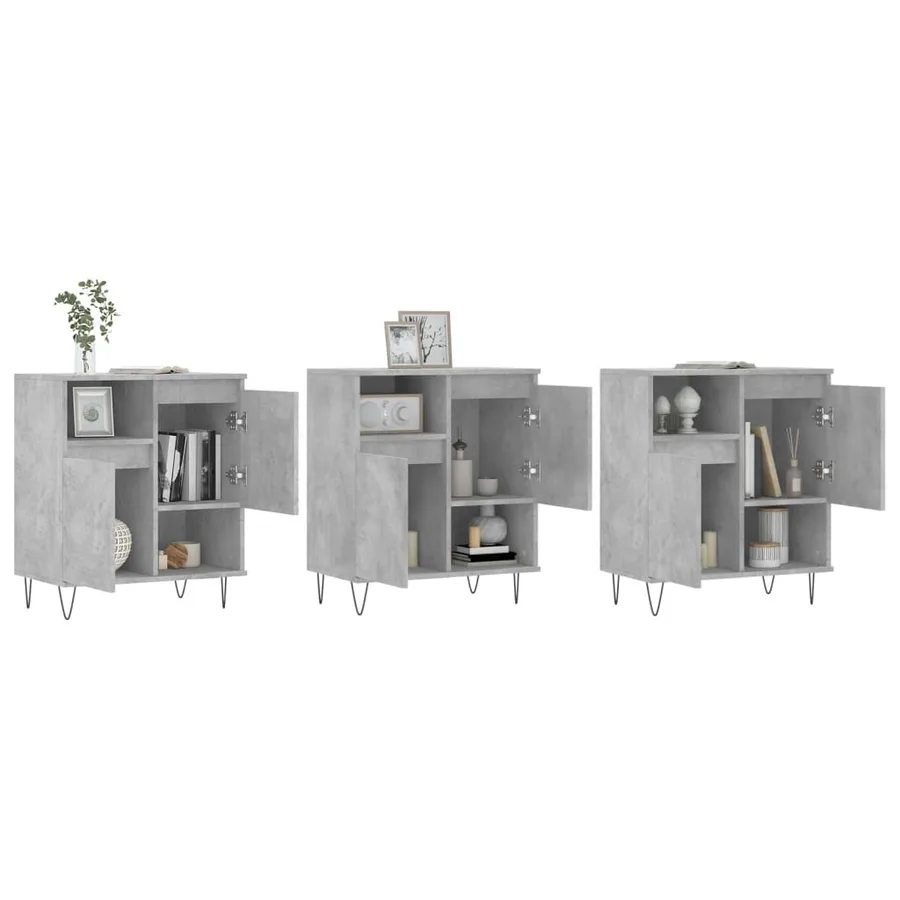 Buffets 3 pcs gris béton bois d'ingénierie - 3