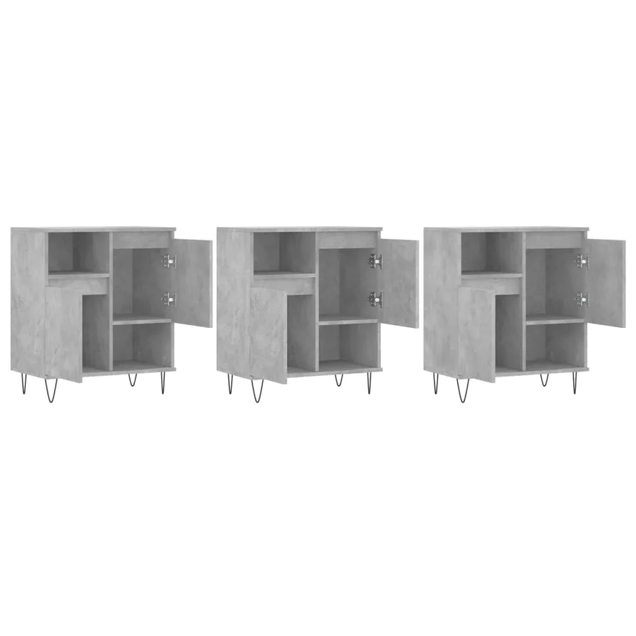 Buffets 3 pcs gris béton bois d'ingénierie - 4