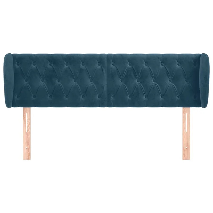 Tête de lit avec oreilles Bleu foncé 147x23x78/88 cm Velours - 3