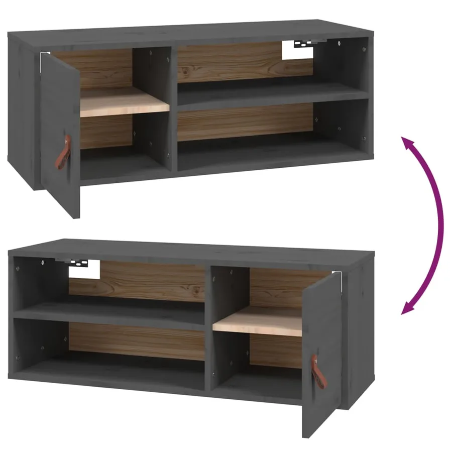 Armoires murales 2 pcs Gris 80x30x30 cm Bois de pin massif - 10