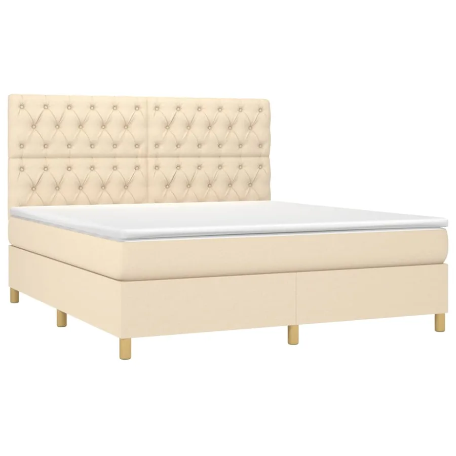 Sommier à lattes de lit avec matelas Crème 160x200 cm Tissu - 3
